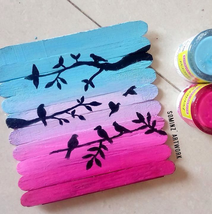 714x720 Painting On Ice Cream Sticks Diy - Popsicle Painting