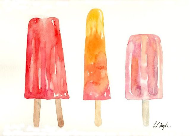 640x460 Watercolor Popsicle Paintings, Originals By Elise Engh Grow - Popsicle Painting