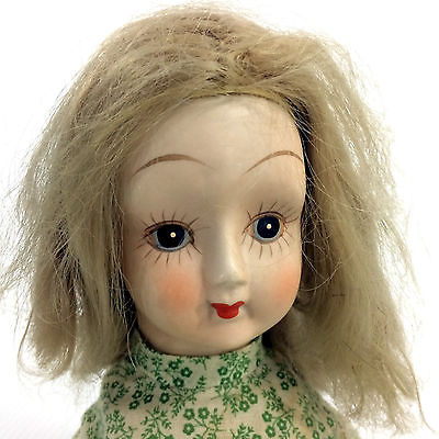 400x400 Vintage Porcelain Doll Hand Painted Head Amp Limbs Plush Body Green - Porcelain Doll Painting