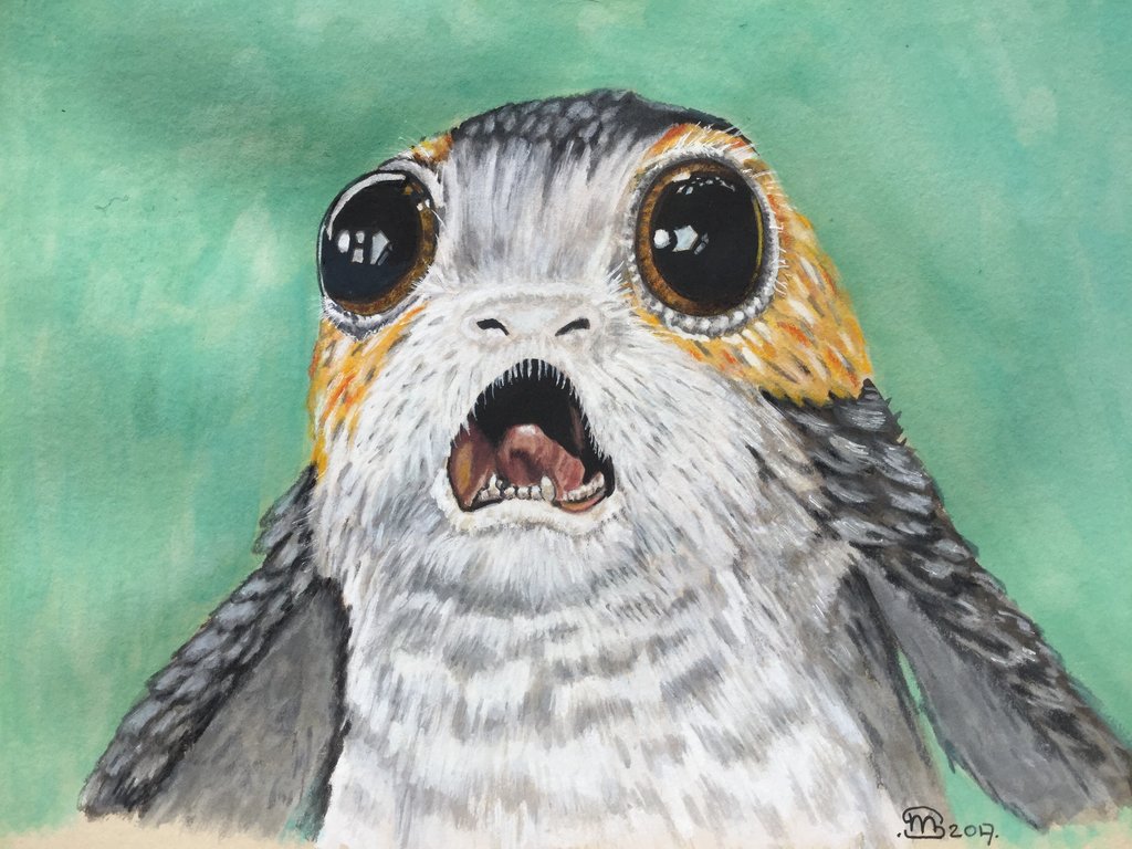 1024x768 Porg ( Star Wars) By Marmeline - Porg Painting
