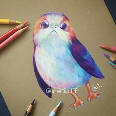 236x236 Porg Drawing - Porg Painting
