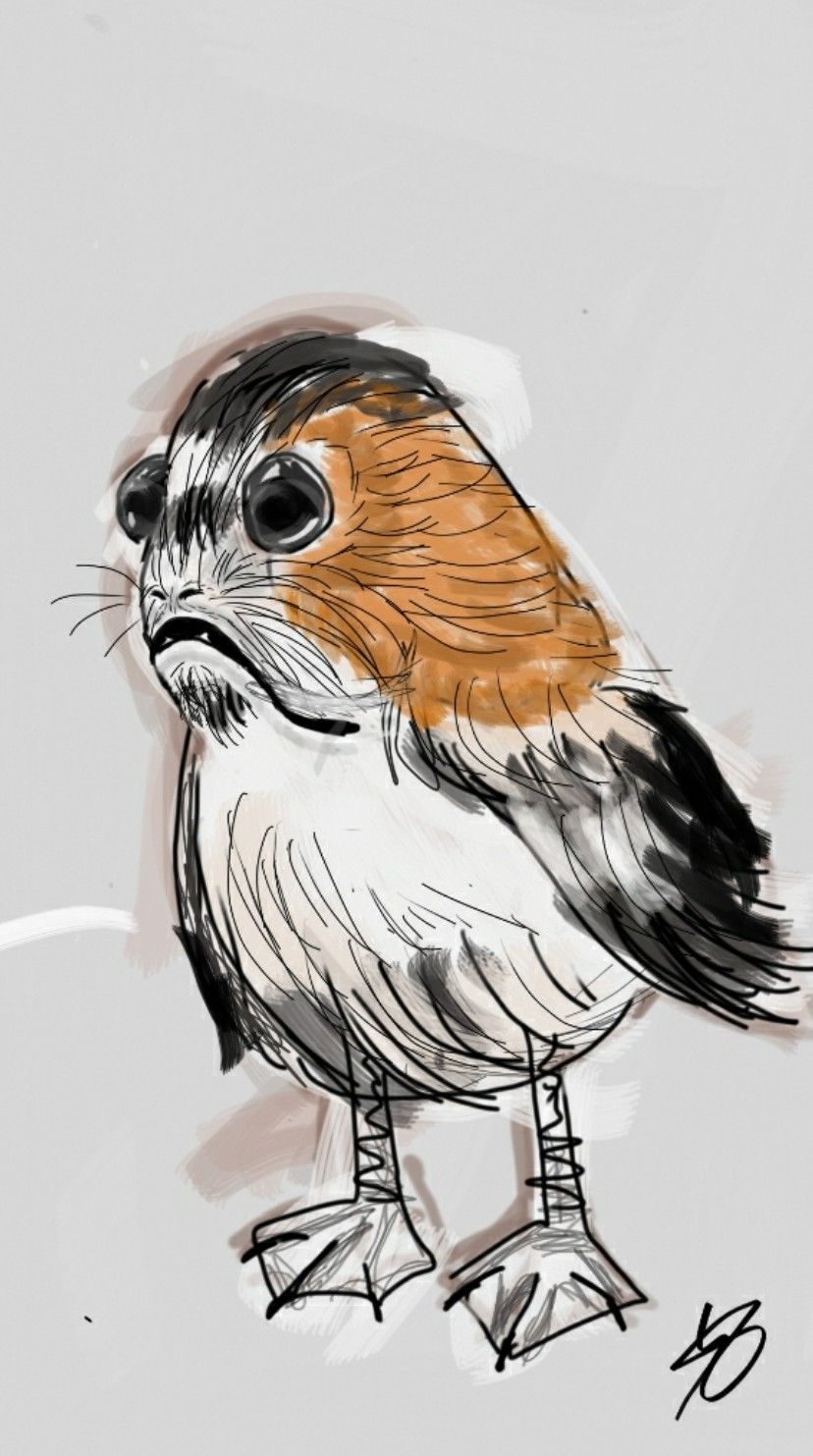 828x1483 Quick Finger Painting I Did Of A Porg! By Jade Greenleaf - Porg Painting