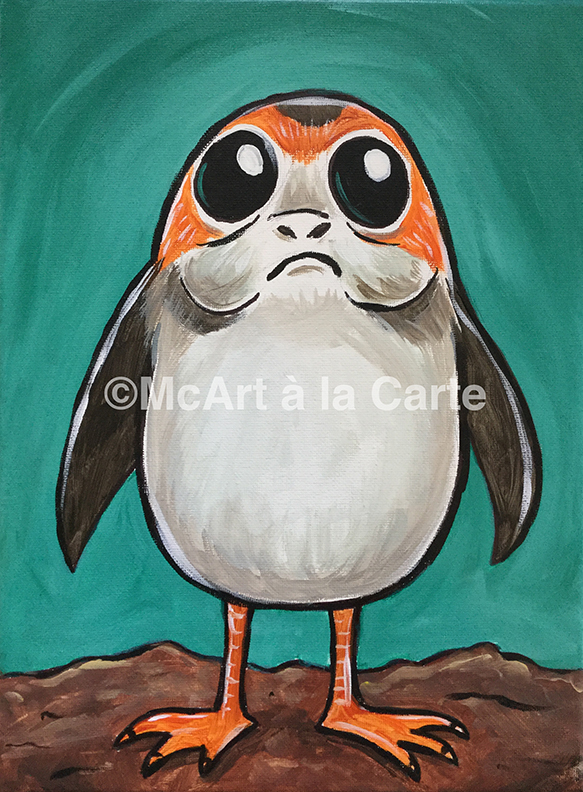 583x792 The Last Jedi Star Wars Kids' Paint Party! Mcart La Carte - Porg Painting