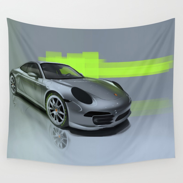 700x700 Porsche 911 Digital Painting Automotive Car Wall Tapestry By - Porsche 911 Painting