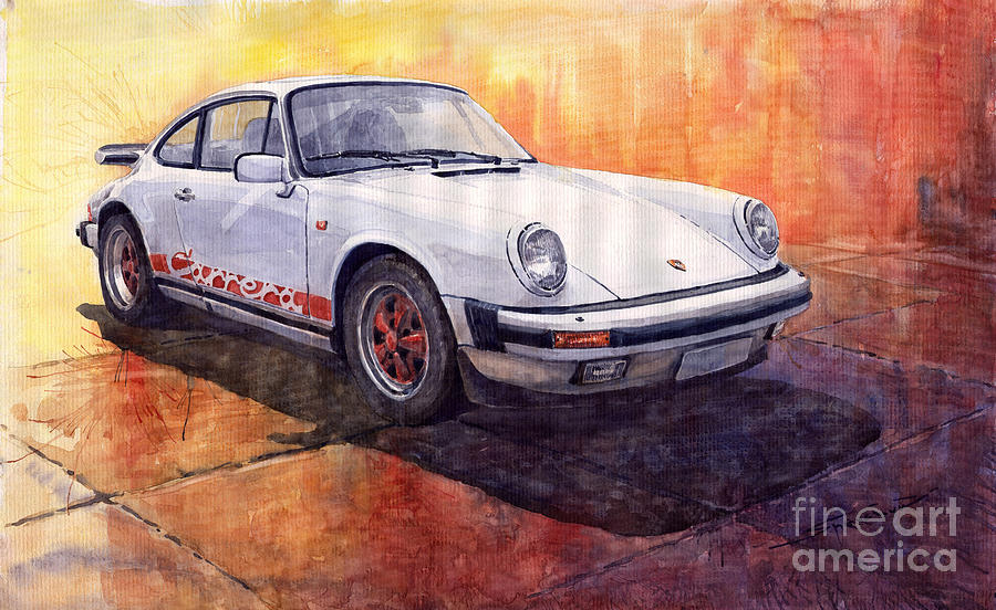 900x552 White Red Legend Porsche 911 Carrera Painting By Yuriy Shevchuk - Porsche 911 Painting