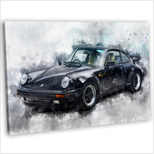300x300 Porsche 911 Canvas Print Framed Abstract Watercolour Painting Wall - Porsche Painting