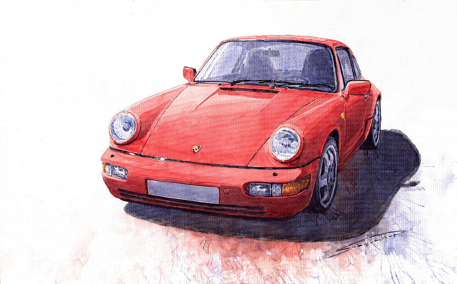 900x559 Porsche 911 Carrera 2 1990 Painting By Yuriy Shevchuk - Porsche Painting