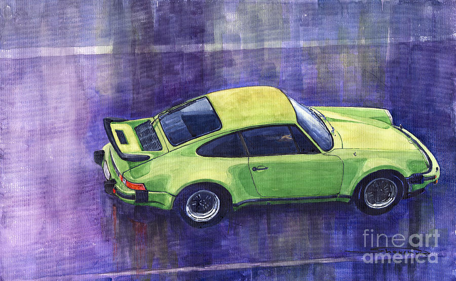 900x554 Porsche 911 Turbo Green Painting By Yuriy Shevchuk - Porsche Painting