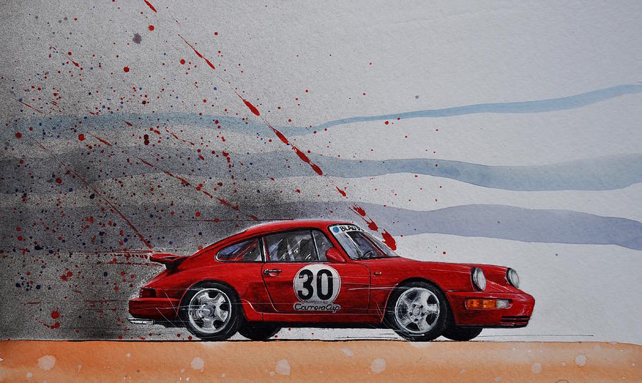 900x538 Porsche Painting By Michaux Michel - Porsche Painting