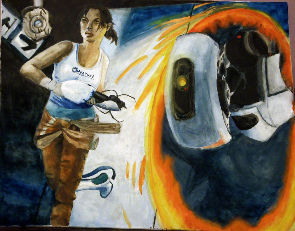 1011x791 Portal 2 By Meorow - Portal 2 Painting