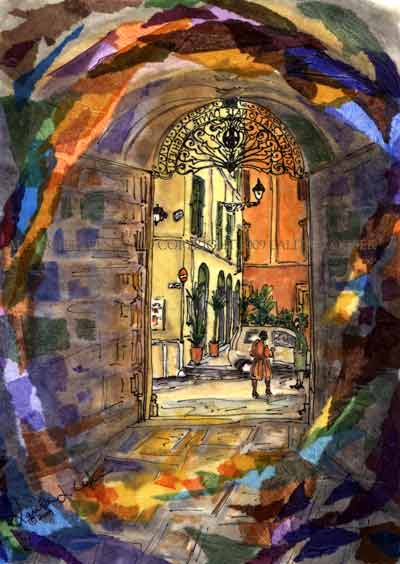 400x564 Painting Of Rome Dante's Portal, Italy By Lalita L. Cofer - Portal Painting