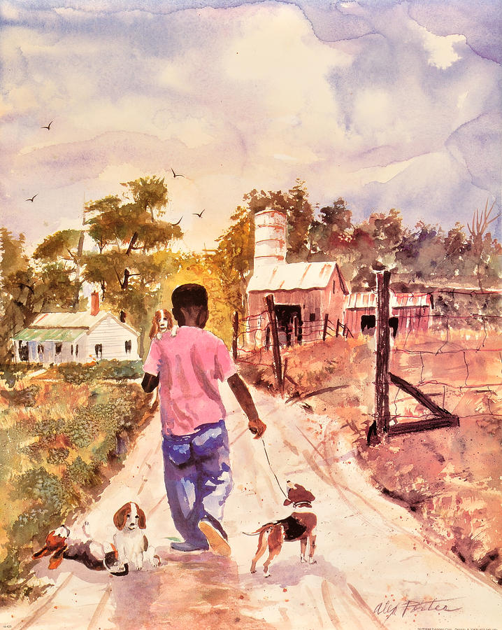 718x900 A Boy And His Dogs Painting By Alex Porter - Porter Painting