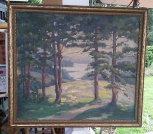 300x262 Antique Primitive Oil Painting Artist Signed Love Porter Wonderful - Porter Painting