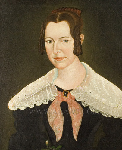 405x500 Antique Portrait, Folk Art, American Portrait, Peck - Portrait Of A Lady Painting
