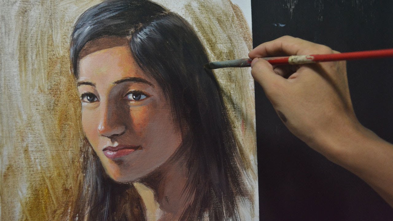 1280x720 Acrylic Painting Lesson - Portrait Of A Woman Painting