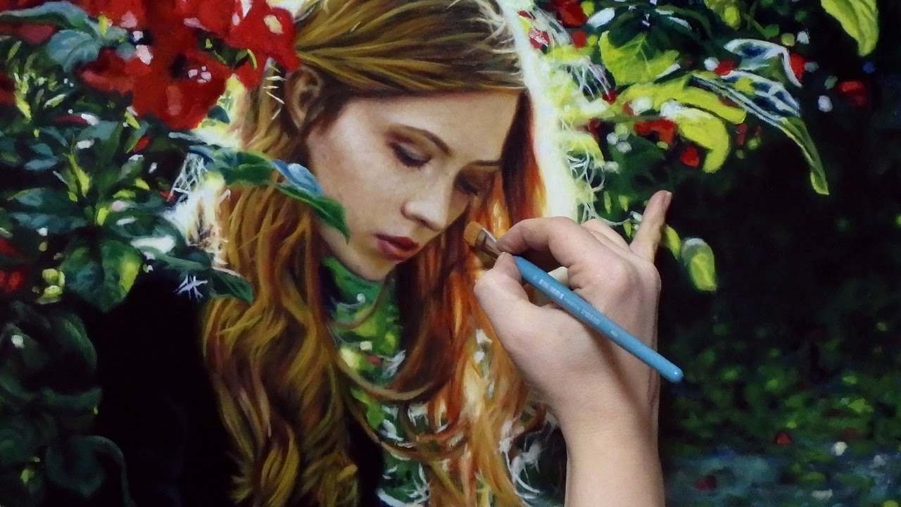 1280x720 Realistic Oil Painting Demo - Portrait Painting Woman