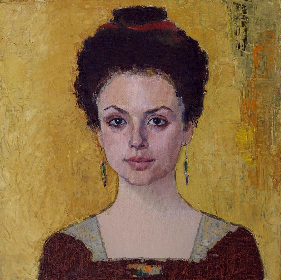900x898 Rackel Portrait Of Young Woman Painting By Liubov Meshulam Lemkovitch - Portrait Painting Woman