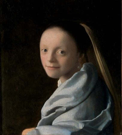 407x450 Study Of A Young Woman By Johannes Vermeer - Portrait Woman Painting