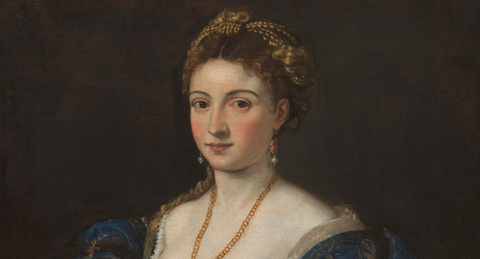 940x508 Titian's La Bella Woman In A Blue Dress Kimbell Art Museum - Portrait Woman Painting