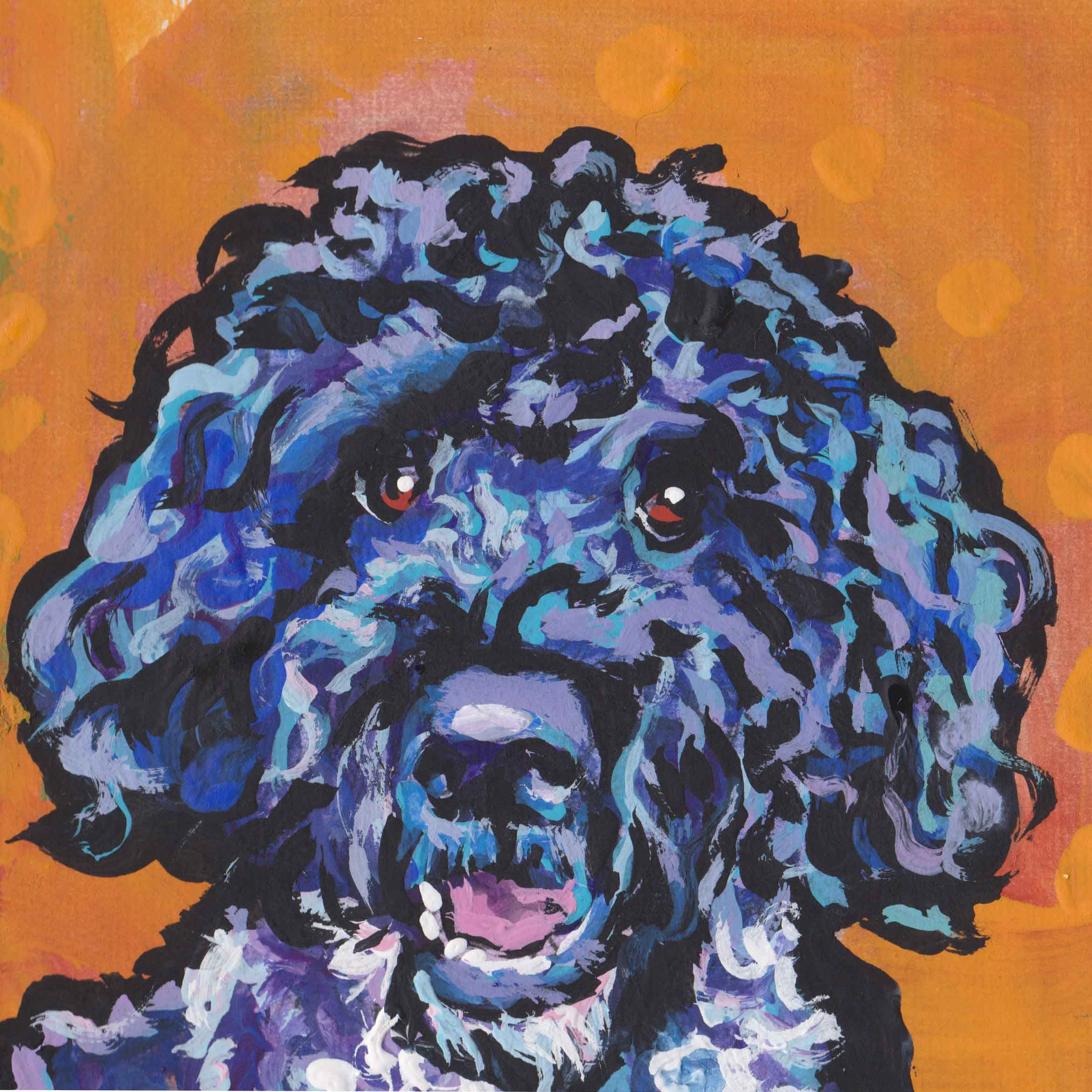 2344x2344 Pwd Portuguese Water Dog Print Of Pop Art Painting Bright - Portuguese Water Dog Painting