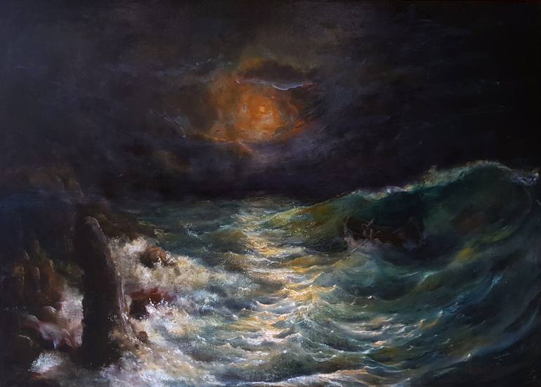 770x551 Saatchi Art Wrath Of Poseidon Painting By Aren Nalbandyan - Poseidon Painting