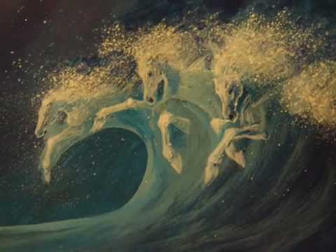 480x360 Poseidon's Horses By Tora (Small Painting) - Poseidon Painting