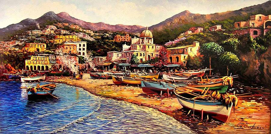 900x447 Positano Cg1 Painting By Giuseppe Colucci - Positano Painting