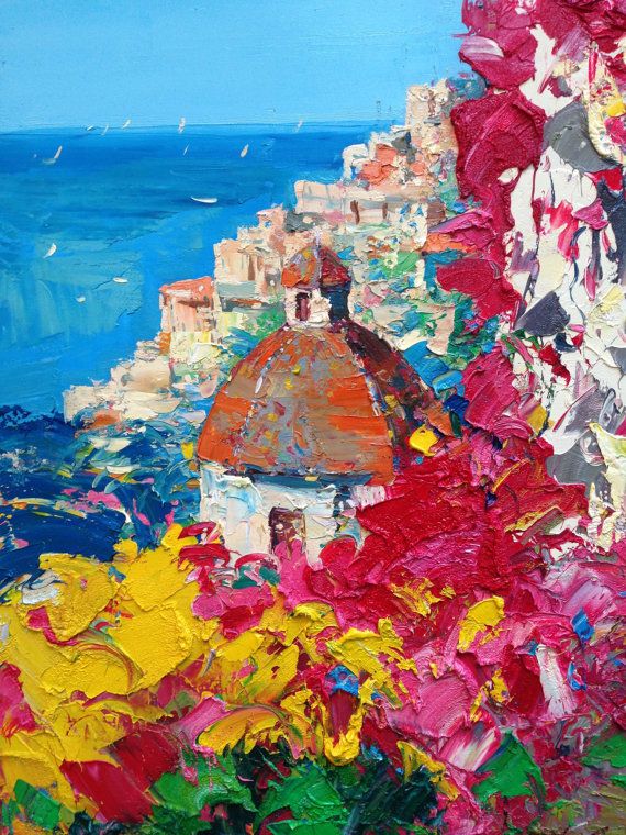 570x760 Positano Italy Painting On Canvas 35 Original Art Impressionist - Positano Painting