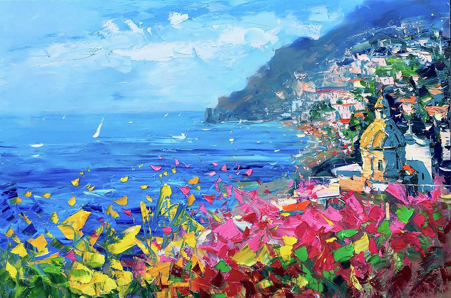 900x594 Positano Painting By Agostino Veroni - Positano Painting