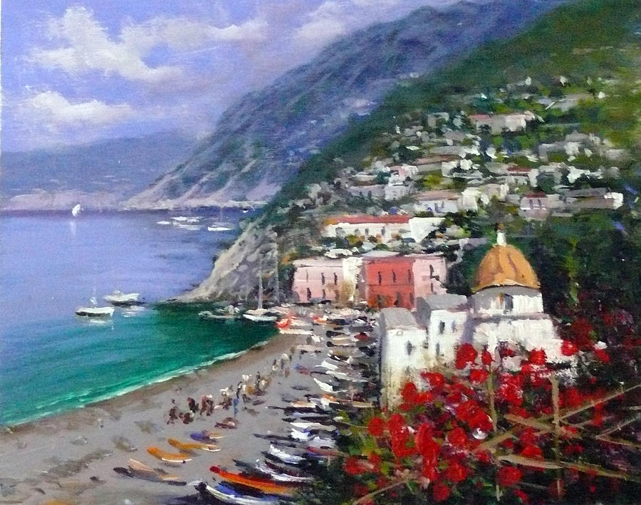 900x709 Positano Painting By Greco Luigi - Positano Painting