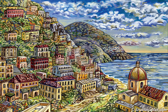 580x388 Positano Painting - Positano Painting
