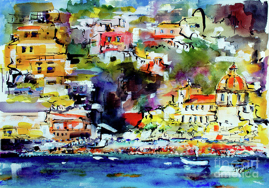 900x630 Amalfi Coast Positano Summer Vibrations Painting By Ginette Callaway - Positano Painting