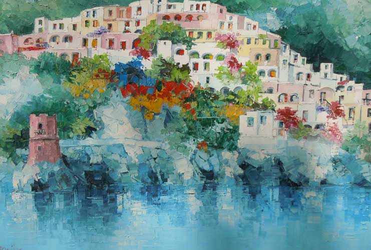 741x500 Antonio Di Viccaro Art For Sale - Positano Painting