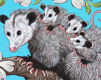 340x270 Opossum Painting Etsy - Possum Painting