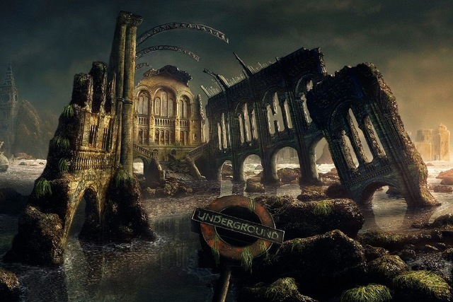 640x427 Post Apocalyptic London Underground Scenery Landscape Fabric Silk - Post Apocalyptic Landscape Painting