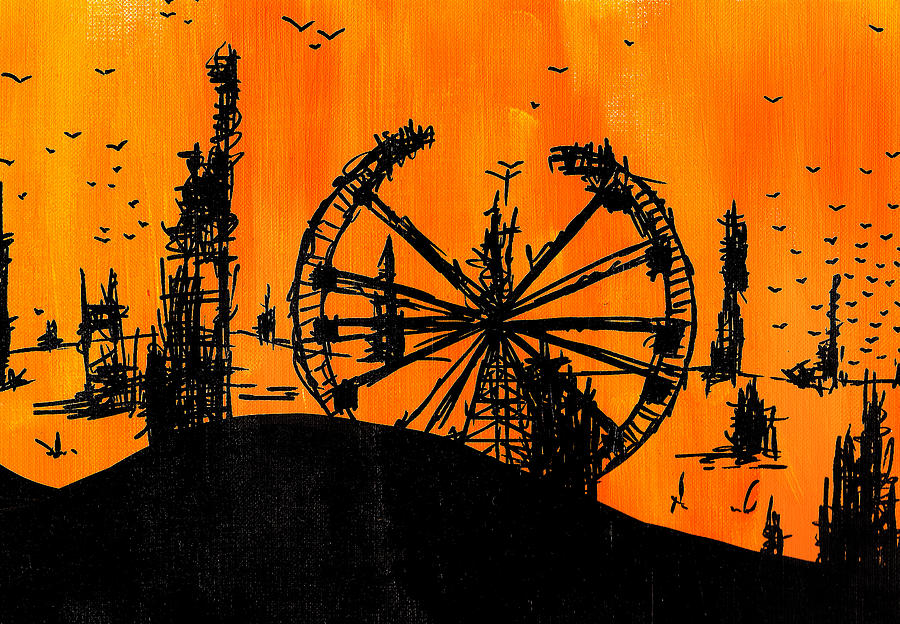 900x624 Post Apocalyptic Carnival Skyline Painting By Jera Sky - Post Apocalyptic Painting