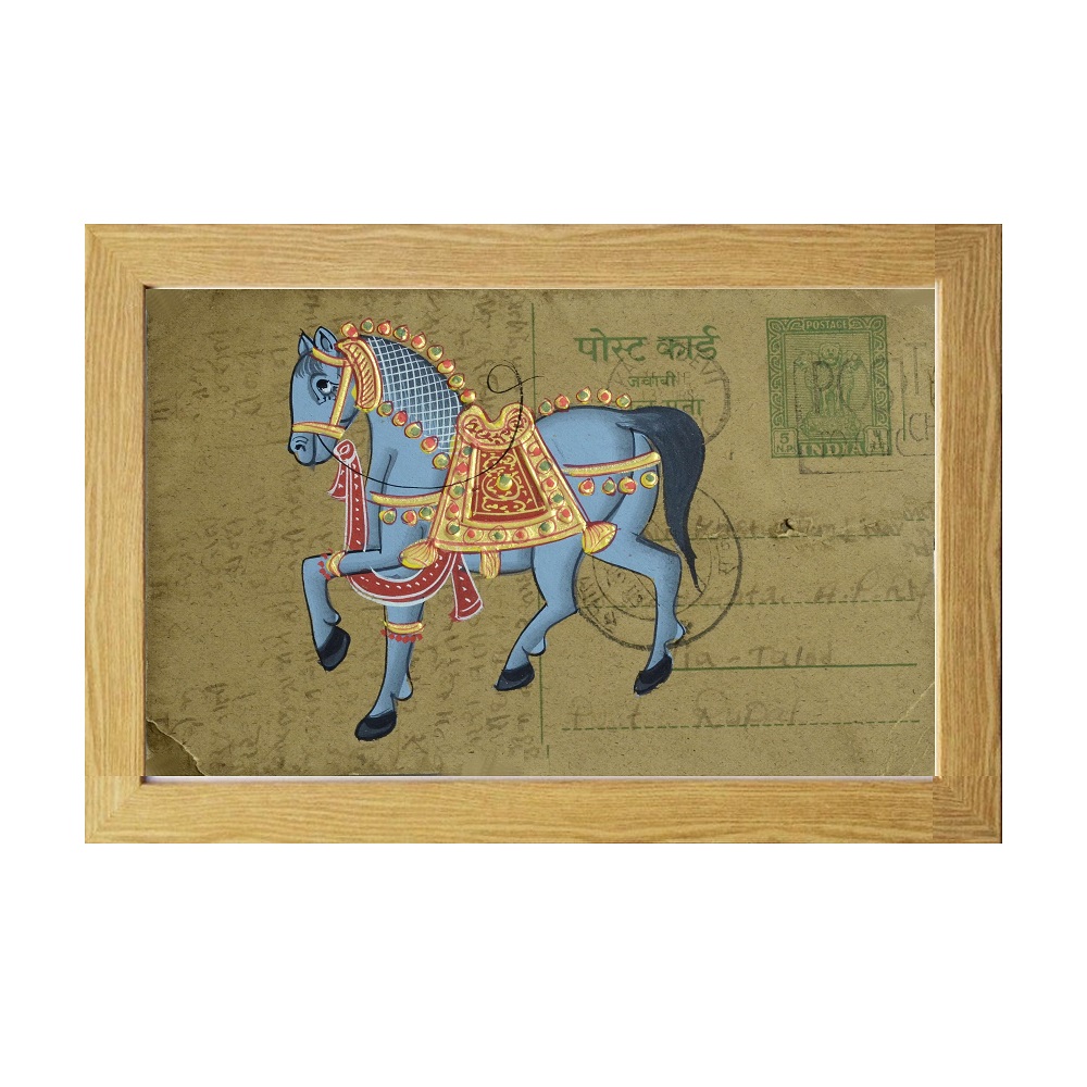 1000x1000 Marvelous Horse Painting On Old Post Card - Post Painting