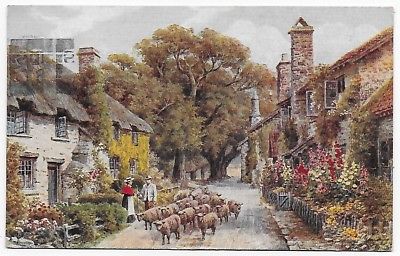 400x256 Vintage Postcard. Painting Of Village Scene By A.r.quinton. Ref - Postcard Painting