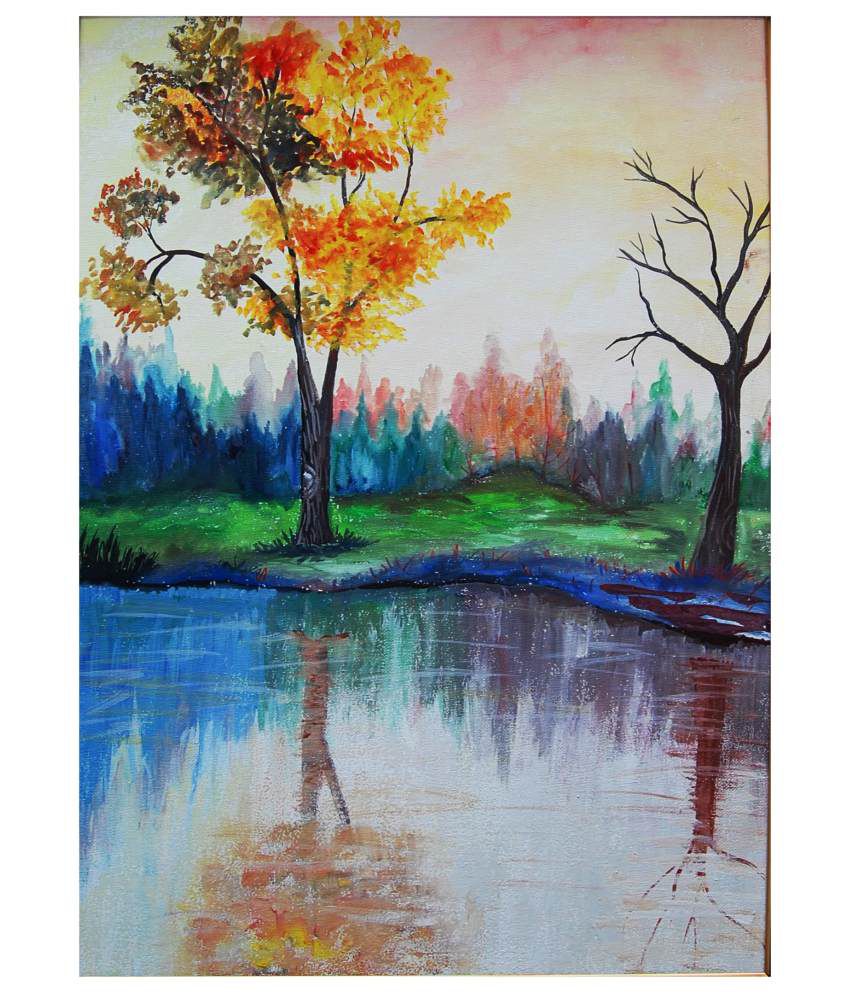 850x995 Greenc A Reflection Landscape Scenery New Original And Unique - Poster Colour Painting