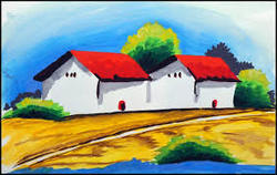 250x158 Poster Colour Painting Amp Watercolor Pencil Drawing On Textured - Poster Colour Painting