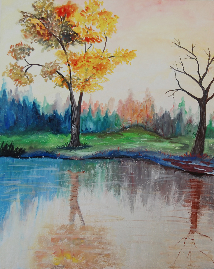 875x1100 Reflection 15'' X 22'' Landscape Vertical Poster Colour Painting - Poster Colour Painting