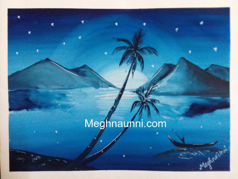 800x600 Nature Silhouette Blue Mono Colour Painting - Poster Painting
