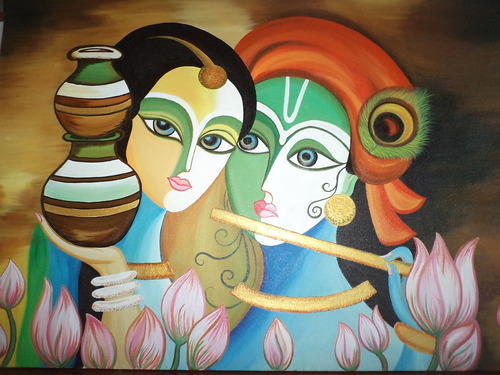 500x375 Radhe Krishna Painting Poster - Poster Painting