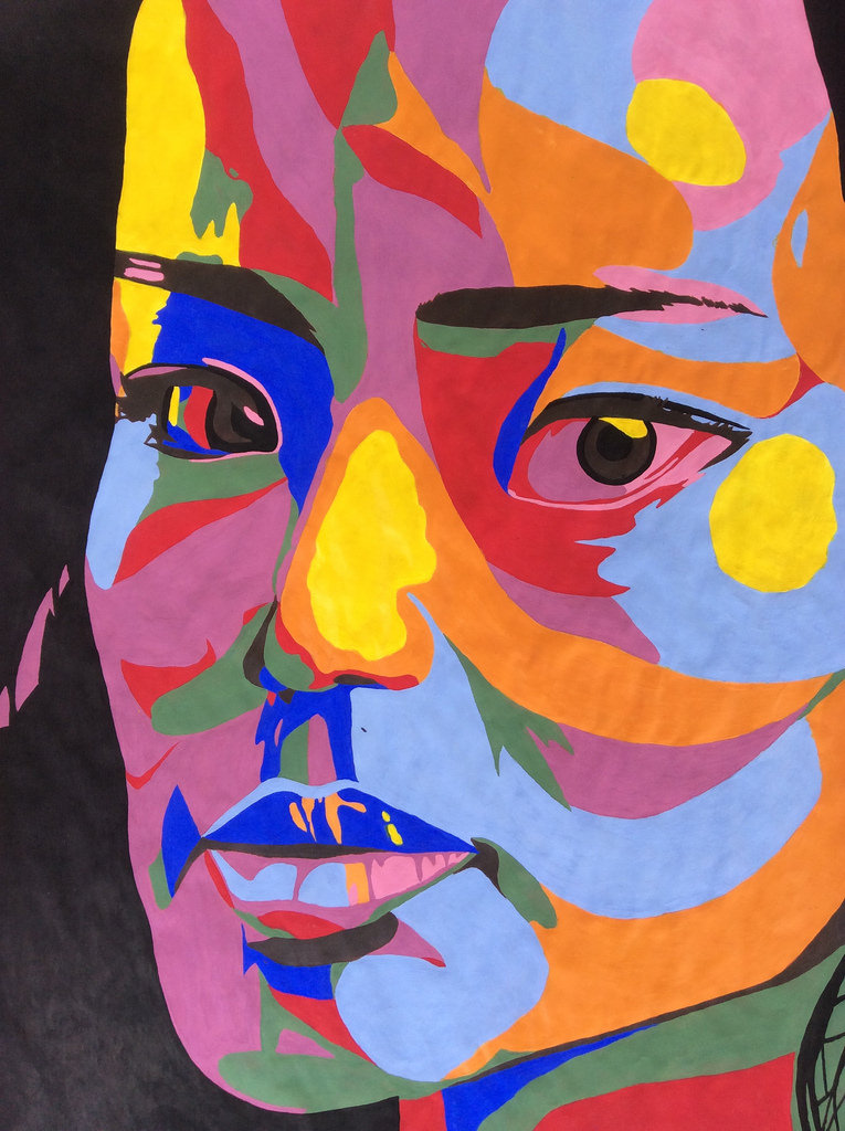 765x1024 Posterized Portrait In Tempra Paint, 18x24, Sofia - Posterized Painting