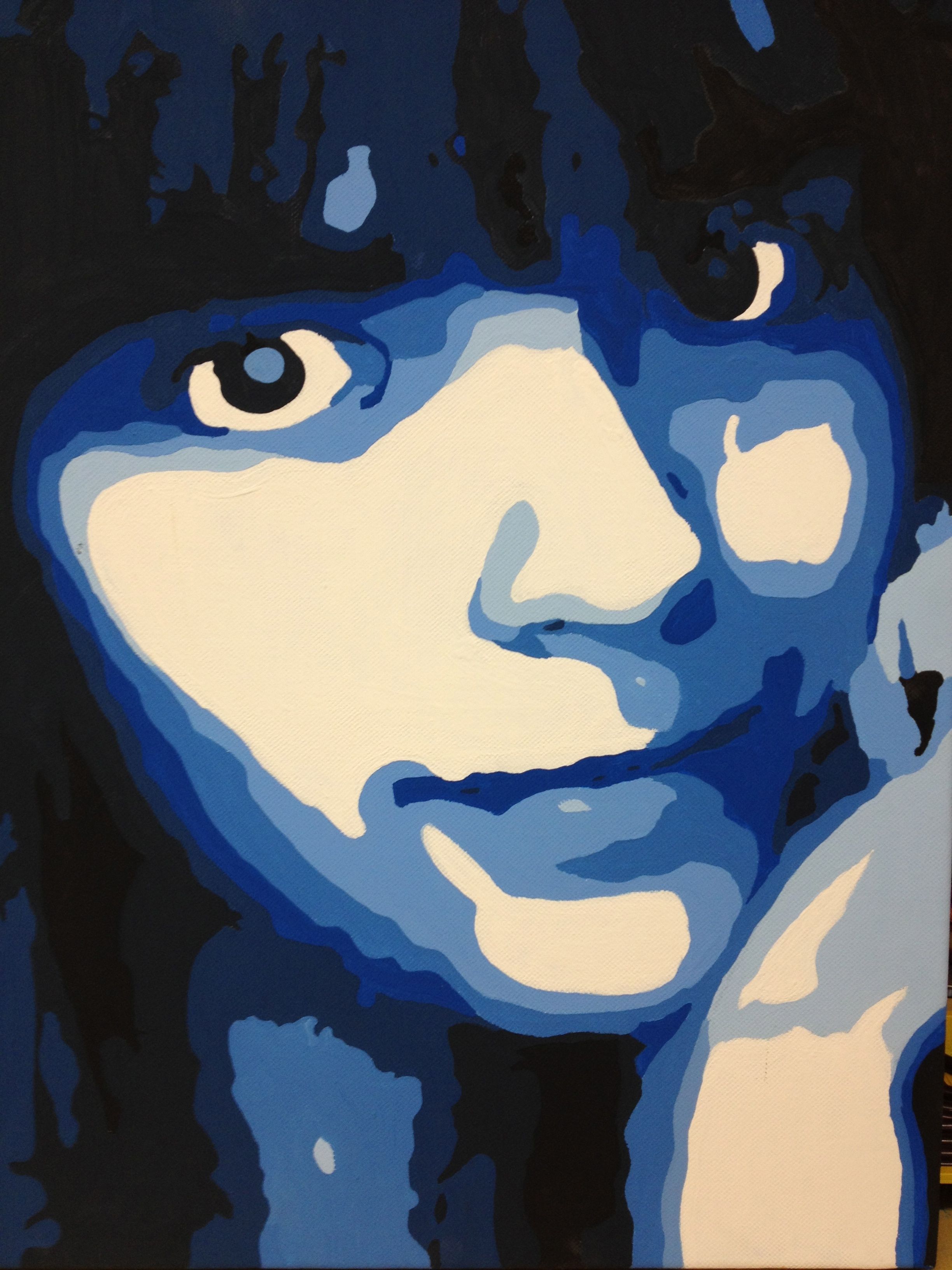 2448x3264 Self Portrait Acrylic Posterized In Photoshop And Monochromatic - Posterized Painting