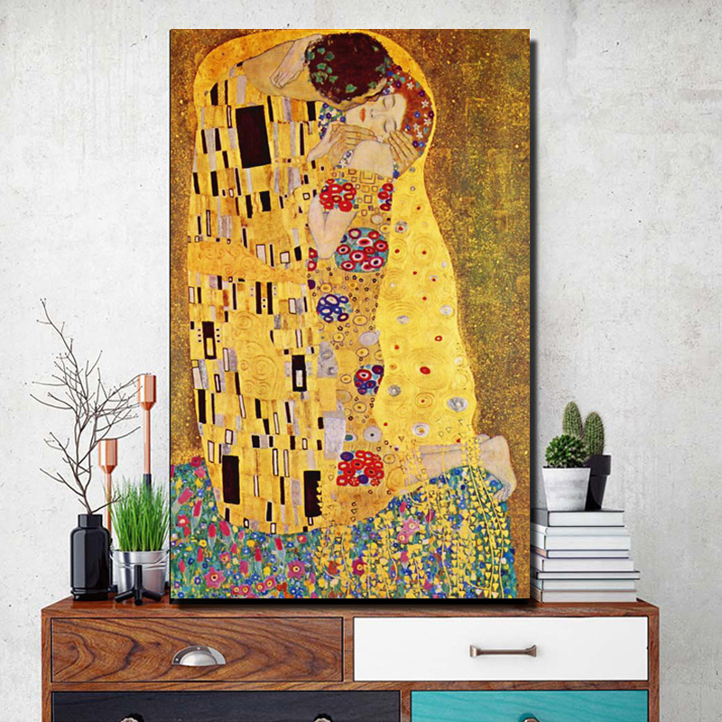 800x800 Gustav Klimt Kiss Canvas Paintings On The Wall, Replica Famous - Posters Of Famous Painting