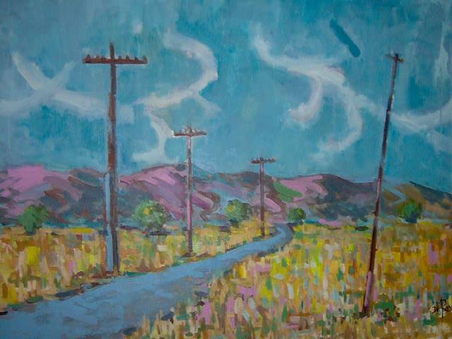 640x480 Paisaje Con Postes 2 Del Rosal - Postes Painting