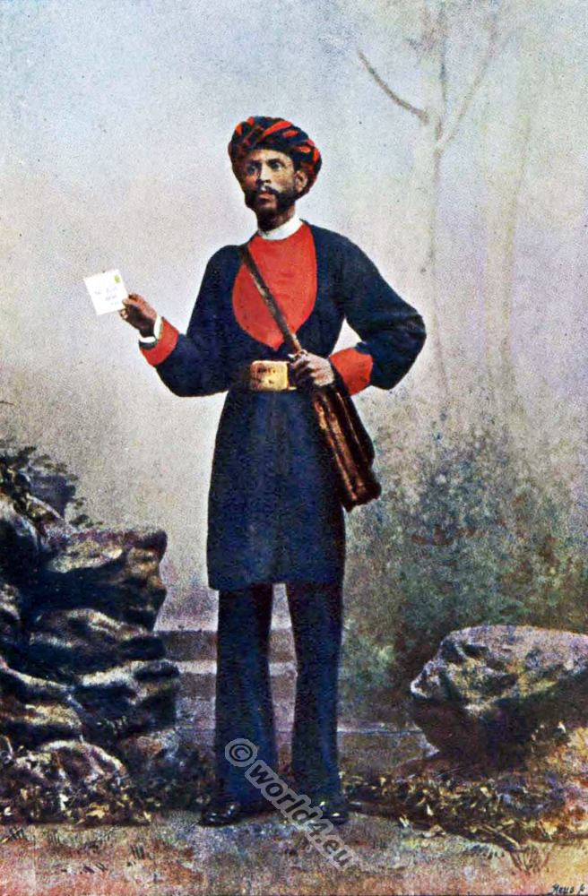 656x1000 The Indian Postman, The Dak Wallah. Costume History - Postman Painting
