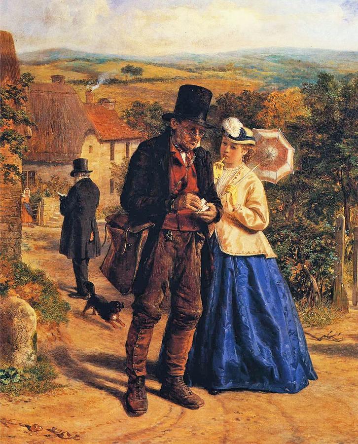 726x900 The Village Postman Painting By Motionage Designs - Postman Painting