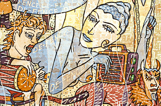 560x371 Postmodern Art, Citation By Marcel Duchamp And Watercolor Detail - Postmodern Painting